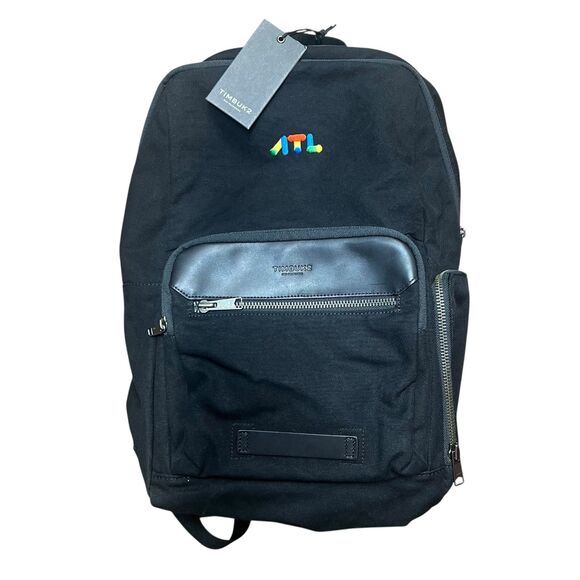 Timbuk2 Project Backpack Embroidered Black Stylish Canvas Premium Leather New